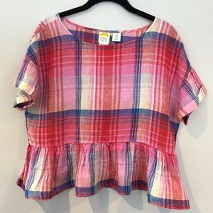 C & C California Linen Plaid Crop Top